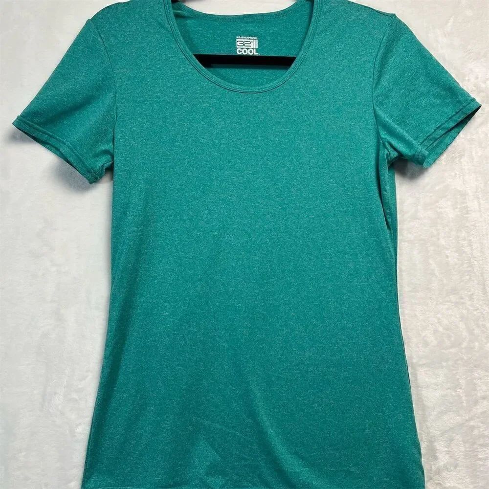 Weatherproof 32 Degrees Women's Scoop Neck Tee M Turquoise Short Sleeve Casual